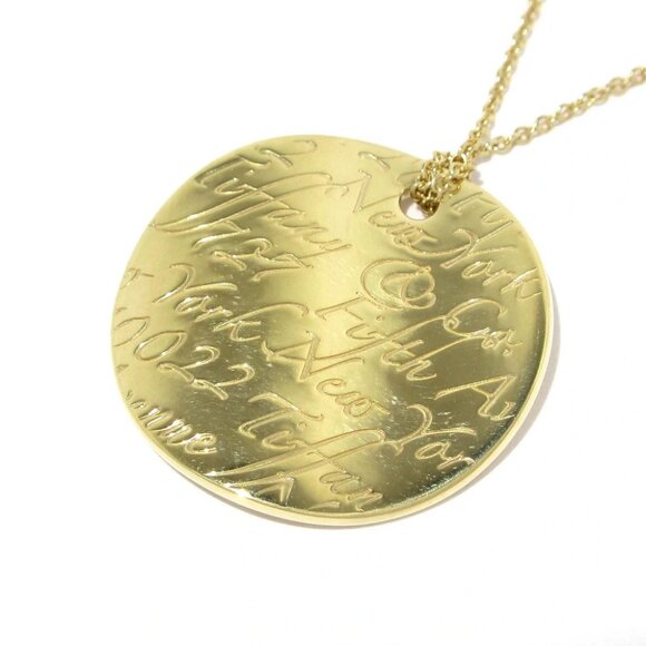 Auth TIFFANY & Co. Notes Round Pendant - 18K Yellow Gold Necklace - Picture 1 of 6